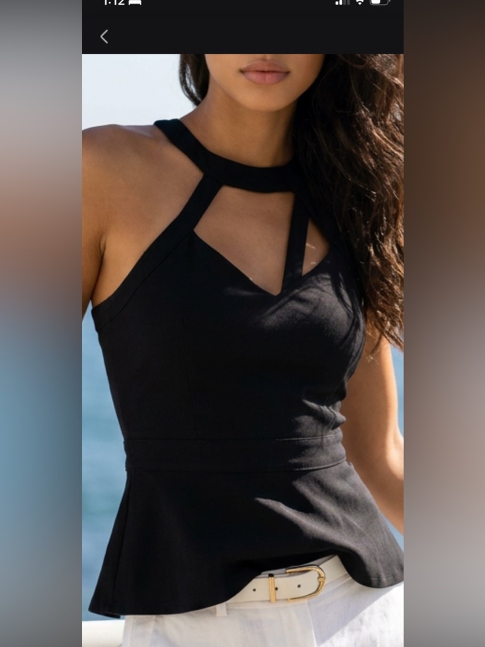 Anthropologie | 1.State | modern black cutout halter top | sexy Top NWT Size M.